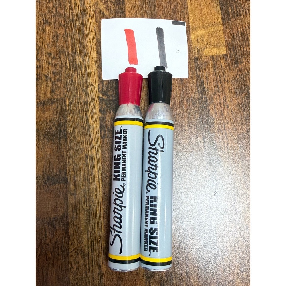 VTG 2 Sharpie Sanford King Size Permanent Black and Red Markers SMELLY